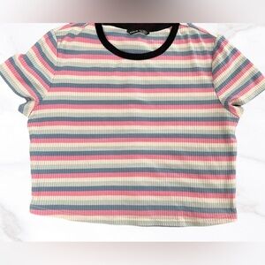 Shein Pink striped Crop Top size XL